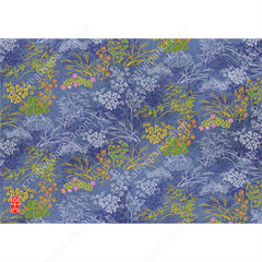 Autumn Flowers Pattern (Blue) - Chiyogami - Art - Canon Creative Park