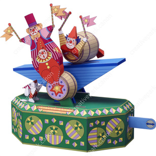 Clown in a Barrel,Toys,Paper Craft,Circus,Unique,Mechanical Toy,null,null,clown,Colorful