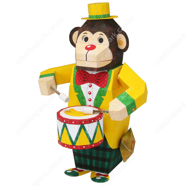 Monkey Drummer - Moving toy / Mechanical Toy - Toys - Paper Craft - Canon  Creative Park