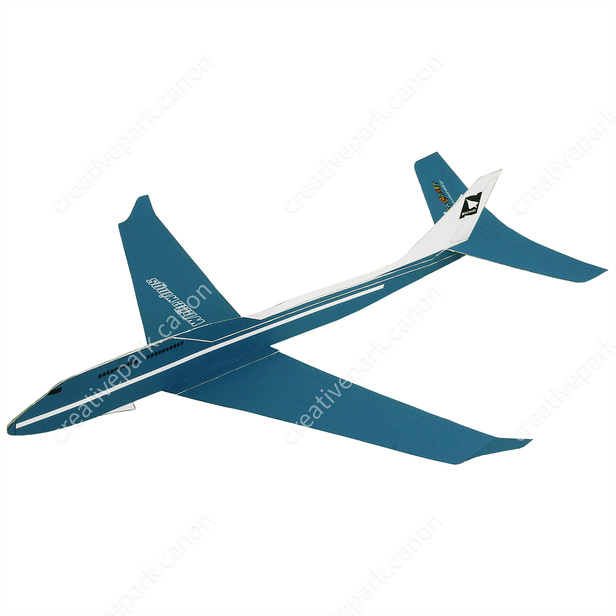 大型旅客機 (あお色) - 紙飛行機 - おもちゃ - ペーパークラフト
