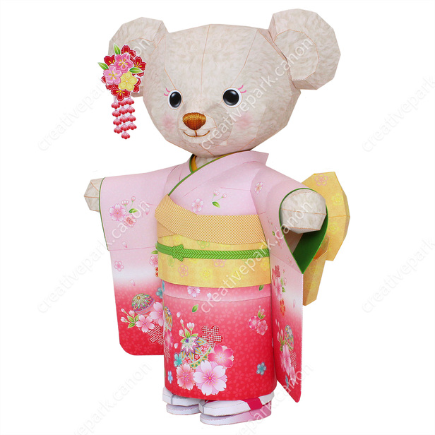 Ours en Peluche Portant un Kimono - Figurines jouet - Décoration -  Créations en papier - Canon Creative Park
