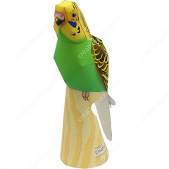 ペーパーアートのインコ 立体作品 doArt.ファイバークラフト立体切り絵制作キット「セキセイインコ