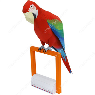 ベニコンゴウインコ,動物,ペーパークラフト,鳥好き,癒し,鳥類,おしゃれ,空の生き物,この鳥知ってる？,マットフォト,レベル：一人前,サイズ感:バスケットボール,部屋に飾る,トリ,リアル,レッド,大人向け,日常