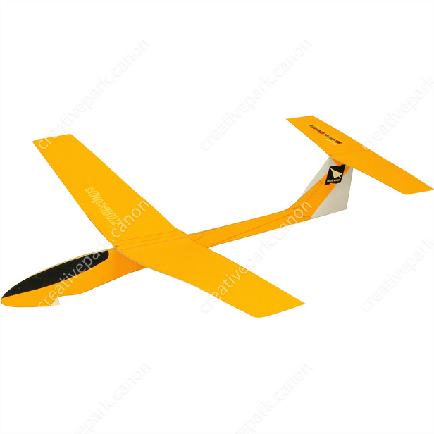 T尾翼の競技用機 レーサー538 (き色) - 紙飛行機 - おもちゃ 