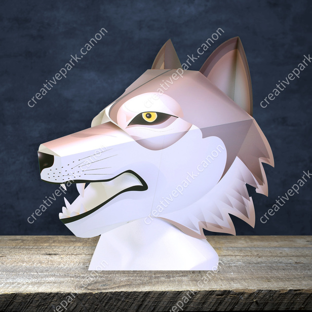 Máscara de cabeza (Lobo) - Máscara de cabeza completa - Eventos - Arte papel - Canon Creative Park