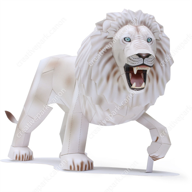 ホワイトライオン (オス,威嚇) - 陸の生き物 - 動物