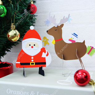 ミニオブジェ（クリスマス 01）,おもちゃ,ペーパークラフト,紙のおもちゃ,つくってあそぼ,サンタクロース,かわいい,シーズン,空いた時間に,マットフォト,レベル：初心者,サイズ感:ソフトボール,子供と一緒に,トナカイ,楽しい,レッド,ファミリー向け,クリスマス