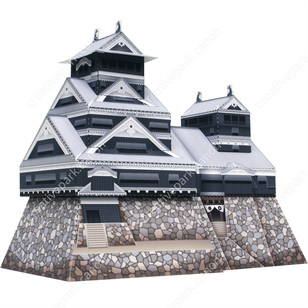 日本　熊本城　ミニ,建物,ペーパークラフト,いつか行ってみたい,インテリア,観光名所,おしゃれ,かんたんシリーズ,簡単にできる,マットフォト,レベル：修行中,サイズ感:テニスボール,鑑賞用,城,シンプル,グレー,大人向け,日常