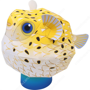 ハリセンボン,動物,ペーパークラフト,アクアリウム,鑑賞用,魚,かわいい,かわいい動物シリーズ,海水魚,マットフォト,レベル：一人前,サイズ感:テニスボール,飾って楽しむ,海の生き物たち,明るい,イエロー,ファミリー向け,日常