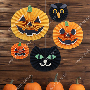 String Decoration (Halloween 01),Hanging Decoration,Home and Living,Interior ,Pumpkin,Stylish,Paper Fans,null,Cat,cute,Halloween