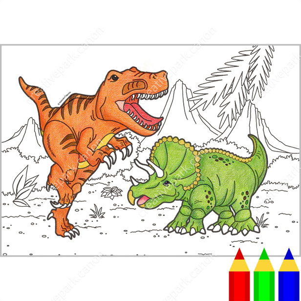 Drawings To Paint & Colour Dinosaur - Print Design 042