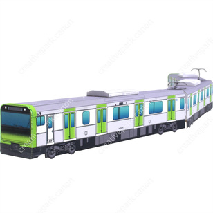 E235系　山手線　ミニ,乗物,ペーパークラフト,自宅を車両基地に,コレクション,旅行,かっこいい,機関車,乗ってみたいな,マットフォト,レベル：修行中,サイズ感:ハンドボール,部屋に飾る,電車,楽しい,グリーン,こども向け,日常