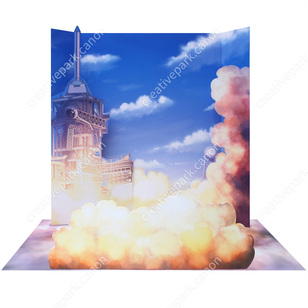 ジオラマ（スペースシャトル発射）,リアルクラフト/宇宙,ペーパークラフト,組み合わせ自由,撮影小道具,空,かっこいい,写真を楽しむ,マットフォト,レベル：修行中,サイズ感:バスケットボール,部屋に飾る,スペースシャトル,リアル,ブルー,大人向け,宇宙探索