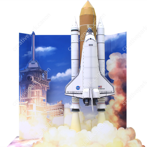 ジオラマ スペースシャトル発射 ジオラマ リアルクラフト 宇宙 ペーパークラフト Canon Creative Park