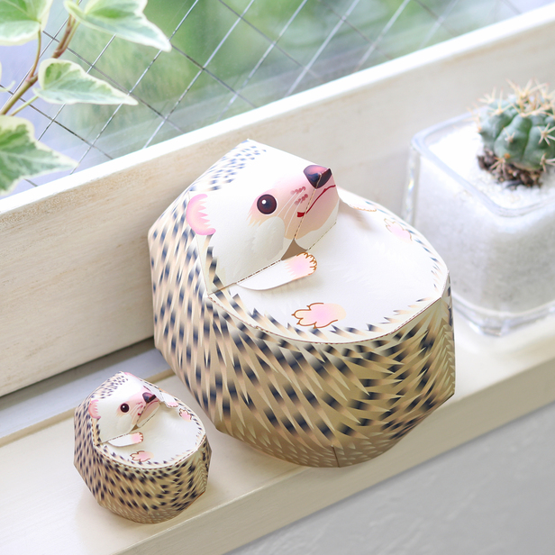 手乗りハリネズミ ミニ - クラフトはがき - しかけ年賀 - 年賀状