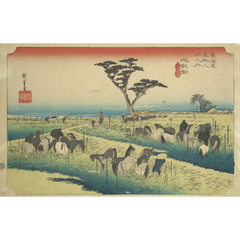 東海道五十三次之内 池鯉鮒 首夏馬市 - 歌川広重 - 日本画