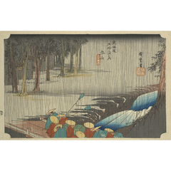 東海道五十三次之内 土山 春之雨 - 歌川広重 - 日本画 - 名画 - Canon