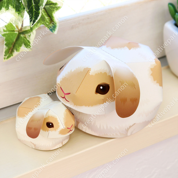 もふもふウサギ ホーランドロップ かんたんシリーズ 動物 ペーパークラフト Canon Creative Park