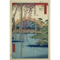 浮世絵 歌川広重 亀戸天神境内 ヴィンテージステンドグラス 珍品