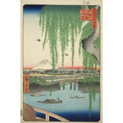 都市景観 涙する神の瞳　鉛筆画 Yatsumi Bridge, from the series “One Hundred Famous Views of Edo