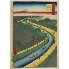 名所江戸百景 四ツ木通用水引きふね - 歌川広重 - 日本画 - 名画