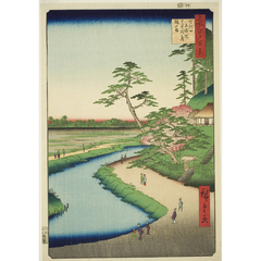 名所江戸百景 せき口上水端はせを(ばしょう)庵椿やま - 歌川広重