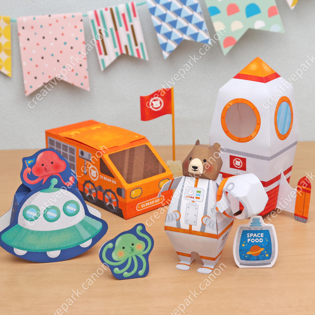 ミニチュアドールセット（くまの宇宙飛行士） - ミニチュアの