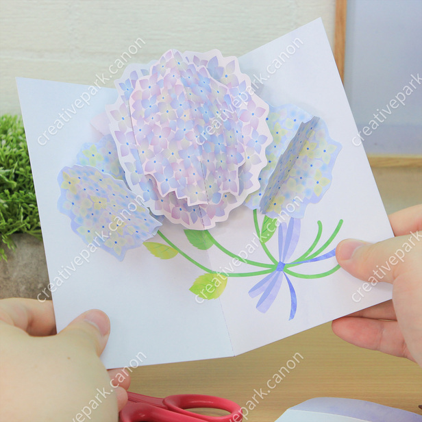 ポップアップカード (アジサイ / ミニブーケ) - フラワー - とびだす