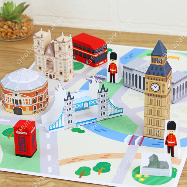 Diorama du jardin miniature (Paysage urbain du monde / Style londonien) -  Jouer - Éducation - Créations en papier - Canon Creative Park