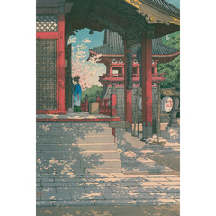希少☆売切♪川瀬巴水 目黒不動堂 初摺 生存中摺 真作 木版画