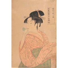 【逸品】 - 婦女人相十品・ポッピンを吹く娘 喜多川歌麿 名画 - 日本画 - ジグソーパズル