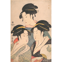喜多川歌麿 複製名画 寛政の三美人 額装 浮世絵【ポイント5