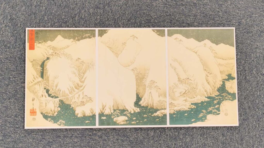 浮世絵『木曽路之山川』を粘着パネルで飾った絵